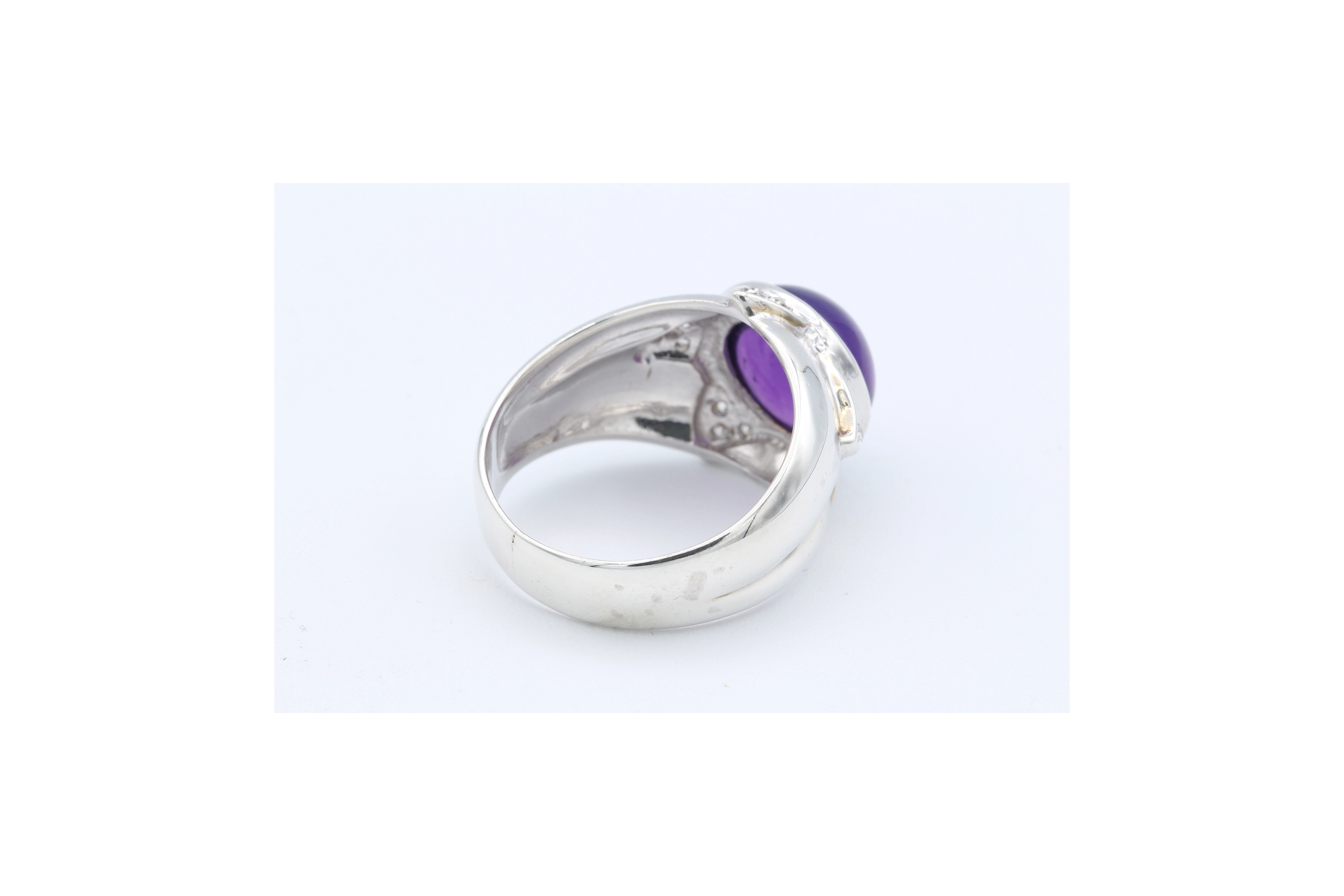Bague contemporaine en argent 925 sertie d'améthyste et de zirconium - 5