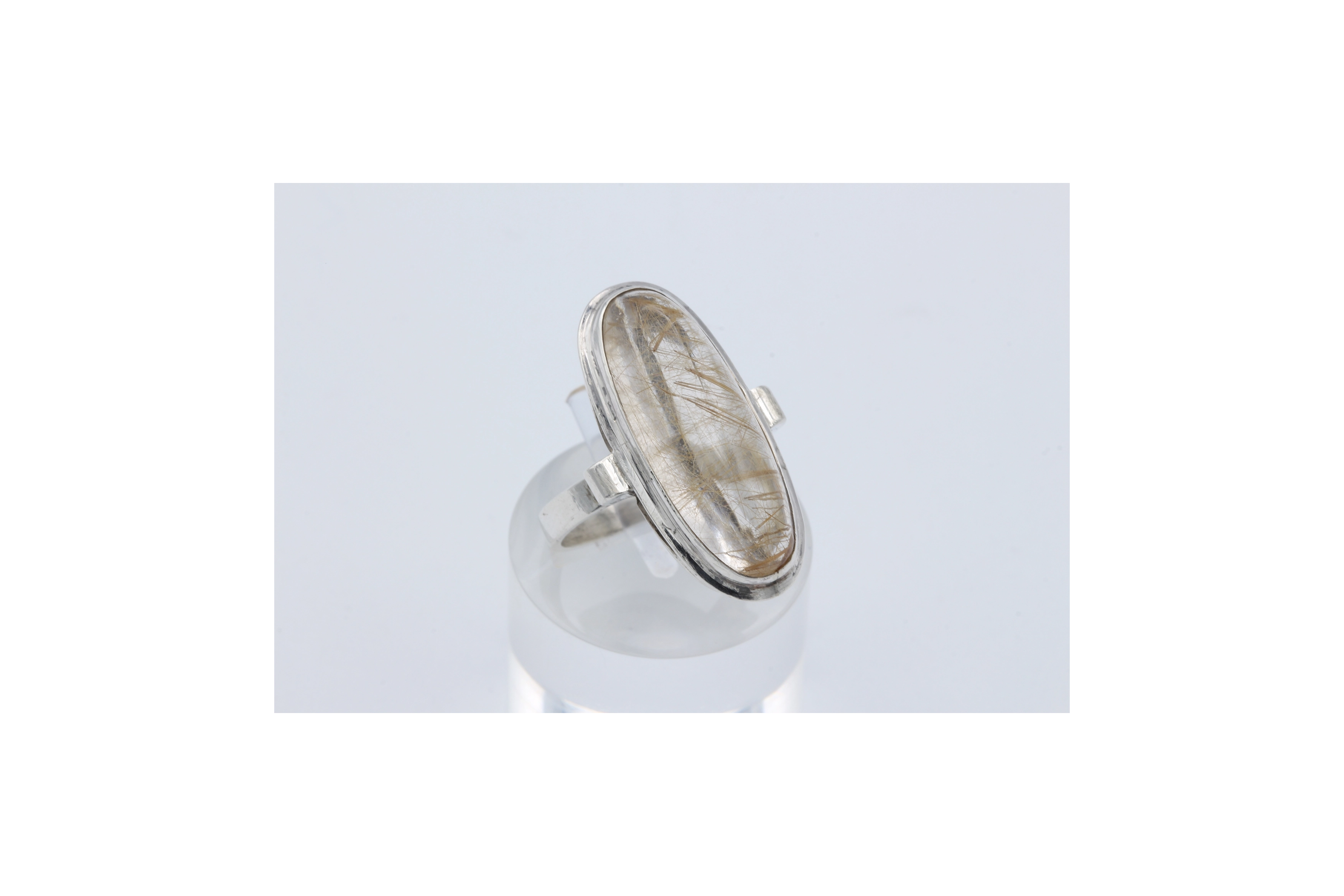 Bague Années 70 en argent 925 sertie de quartz rutile - 5
