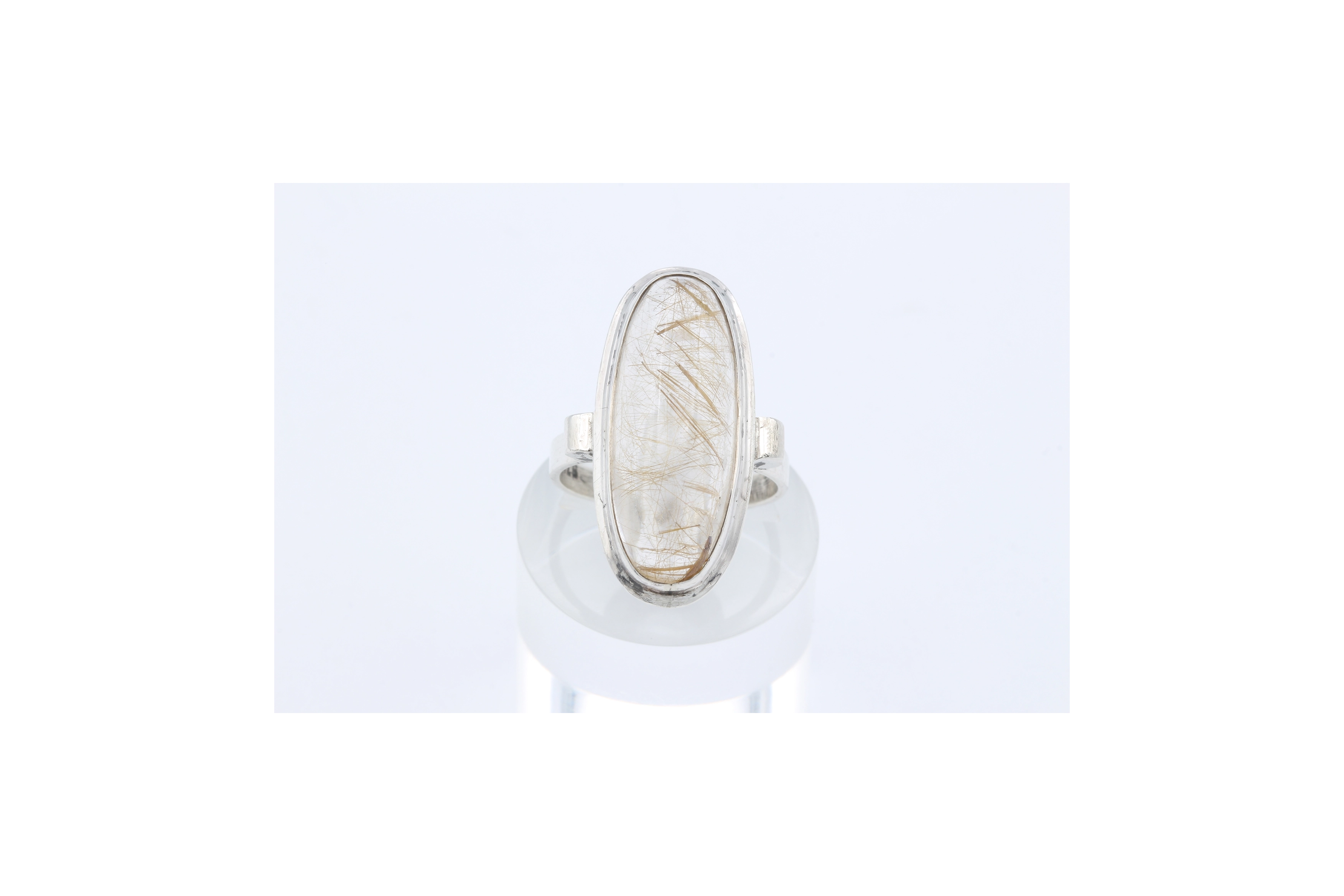Bague Années 70 en argent 925 sertie de quartz rutile - 1