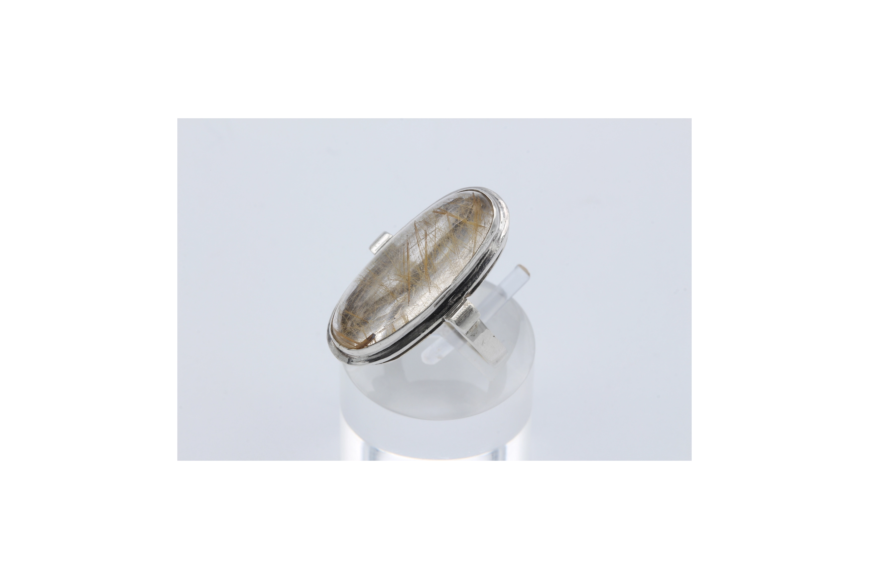 Bague Années 70 en argent 925 sertie de quartz rutile - 2