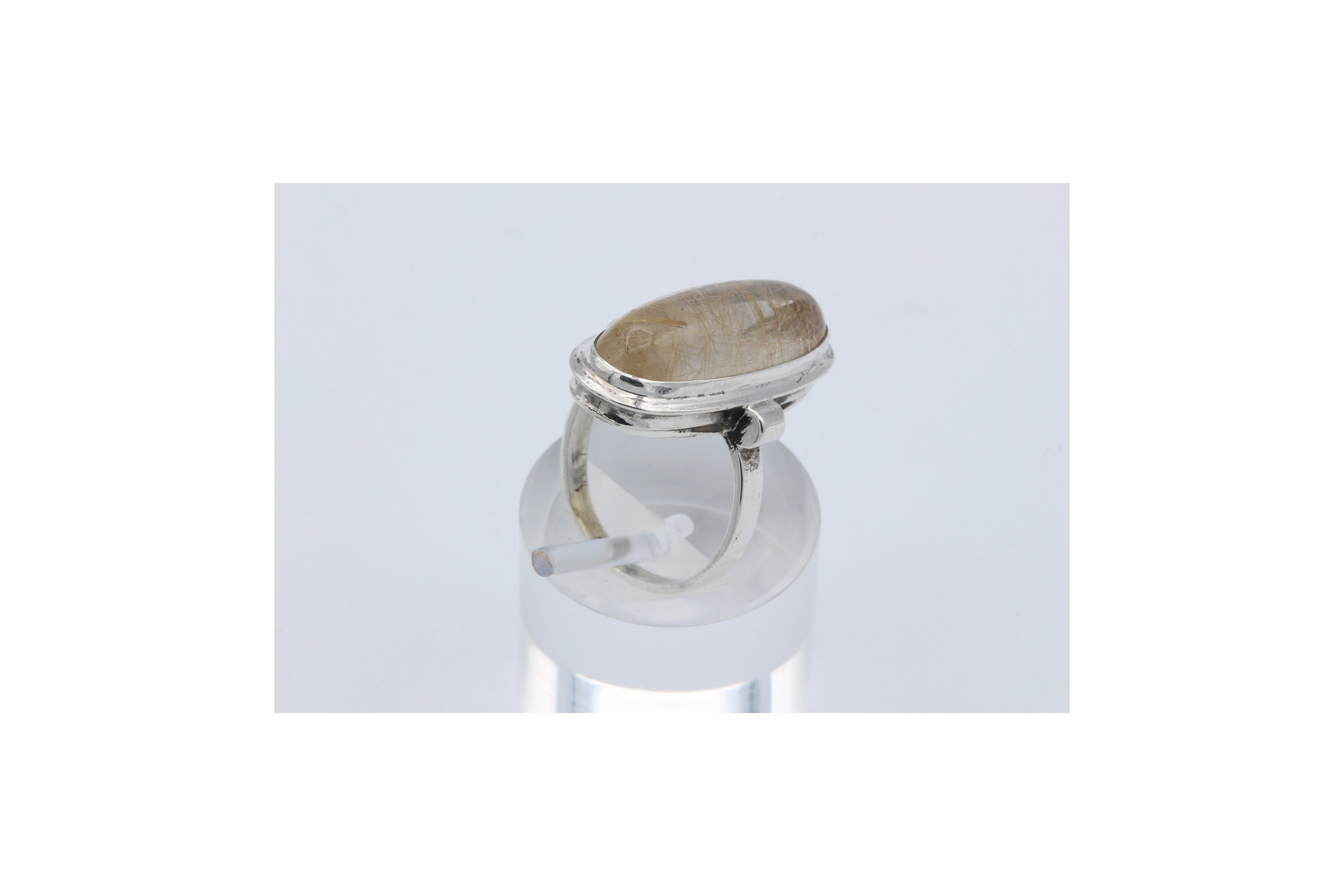 Bague Années 70 en argent 925 sertie de quartz rutile - 4